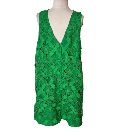 Anthropologie Green Lace Mini Dress - Picture 4 of 8